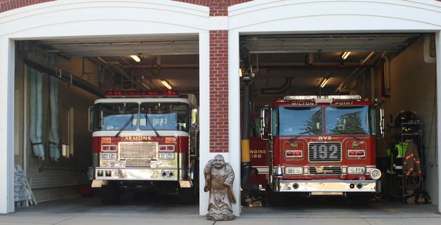 Armonk Tanker 9 with Rye Engine 192 at Milton Station during a large water main break 9/5/15